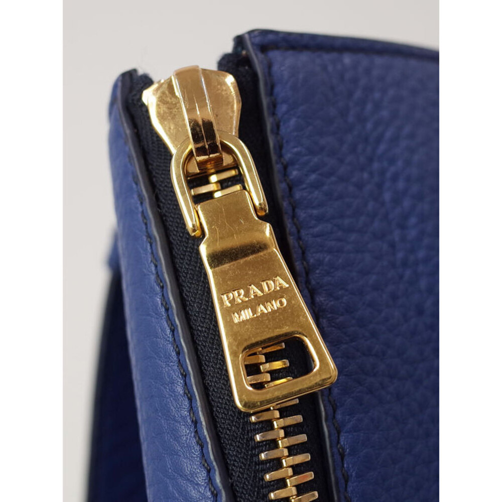 Prada Vitello Daino leather shopping tote bag Blue - Picture 8 of 9